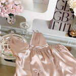 Get trendy with Champagne Rose Satin Sleepwear Set -  available at Peiliee Shop. Grab yours for $19.90 today!