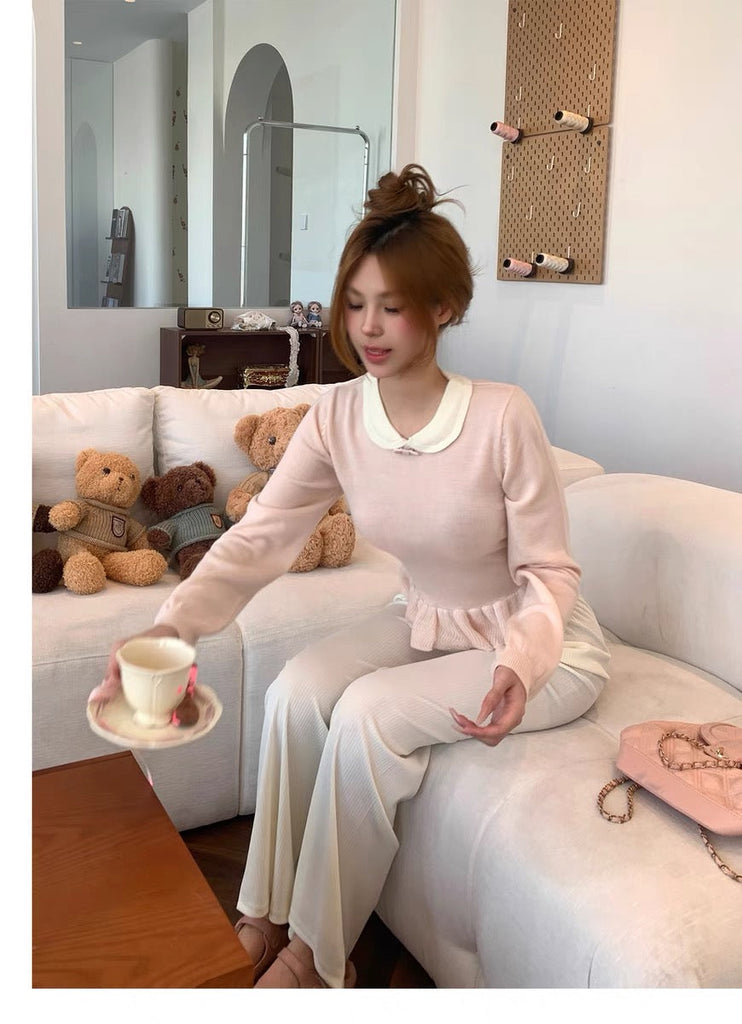 Get trendy with Blush  Autumn Wool Flounced Sweater - Clothing available at Peiliee Shop. Grab yours for $35 today!