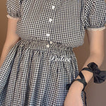 Get trendy with Sweden Warehouse [By Peiliee] Afternoon Tea At Tiffany Gingham Babydoll Mini Dress Lolita 1997 style -  available at Peiliee Shop. Grab yours for $30 today!