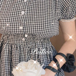 Get trendy with Sweden Warehouse [By Peiliee] Afternoon Tea At Tiffany Gingham Babydoll Mini Dress Lolita 1997 style -  available at Peiliee Shop. Grab yours for $30 today!