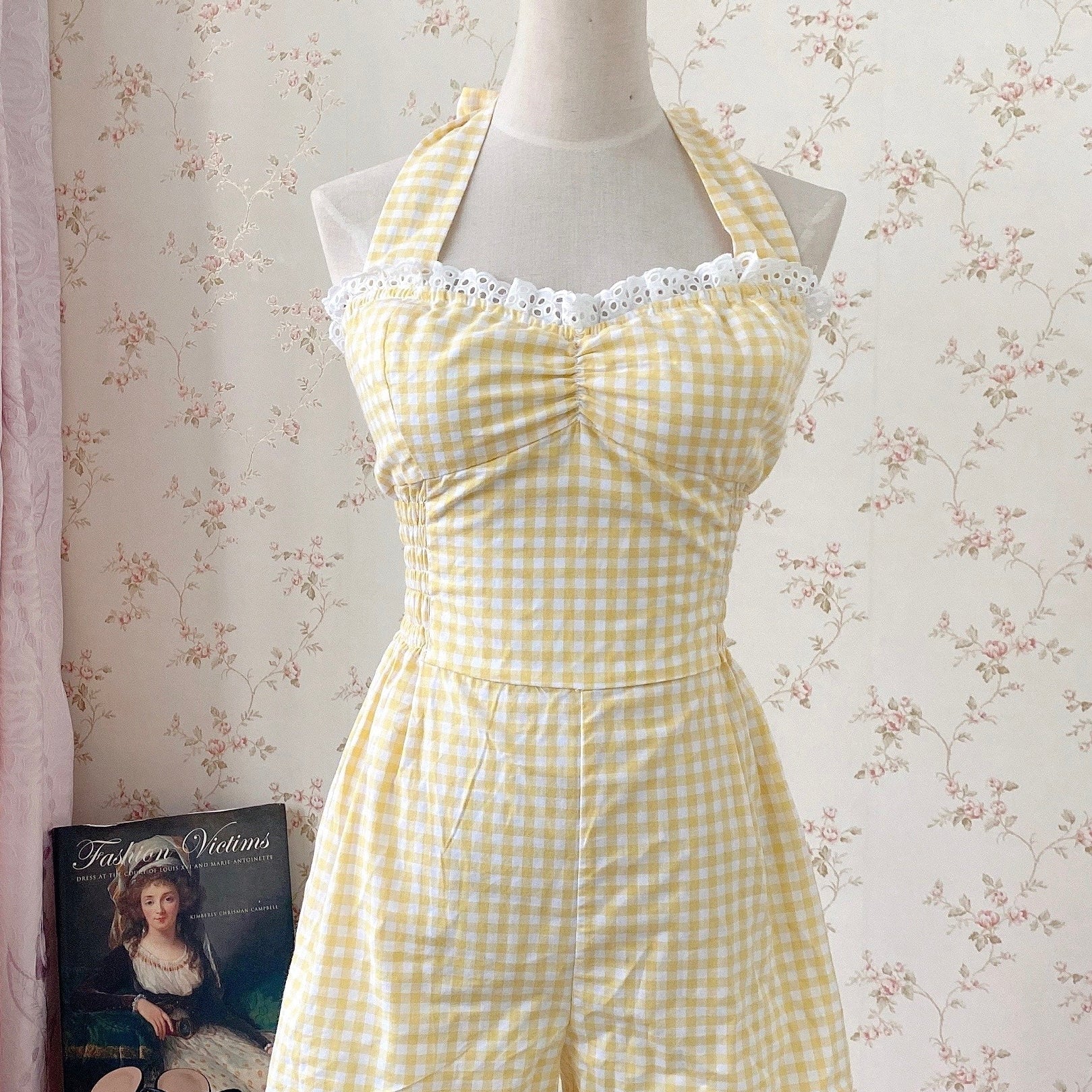 Get trendy with [Customized All Sizes] Sweet Sailor Gingham Babydoll Jumpsuit / dress -  available at Peiliee Shop. Grab yours for $59.90 today!