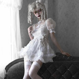 Get trendy with [Blood Supply] Sleepy Alice Doll Core Mini Dress - Clothing available at Peiliee Shop. Grab yours for $52 today!