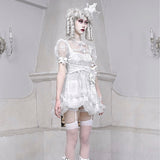 Get trendy with [Blood Supply] Sleepy Alice Doll Core Mini Dress - Clothing available at Peiliee Shop. Grab yours for $52 today!