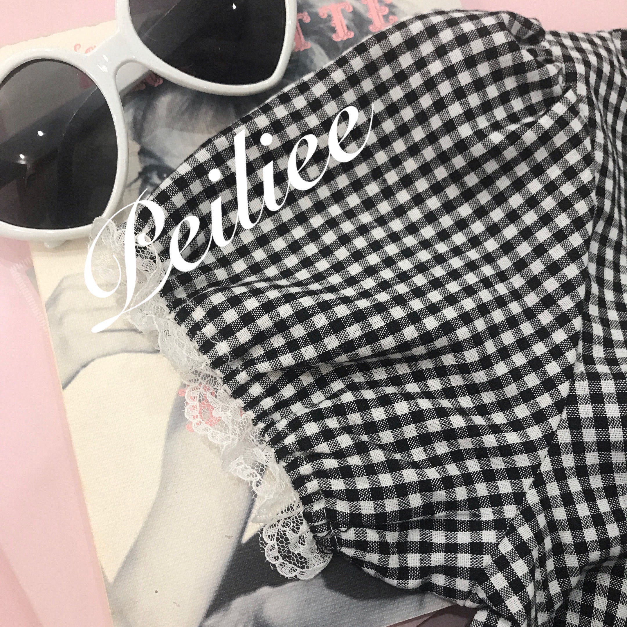 Get trendy with Sweden Warehouse [By Peiliee] Afternoon Tea At Tiffany Gingham Babydoll Mini Dress Lolita 1997 style -  available at Peiliee Shop. Grab yours for $30 today!