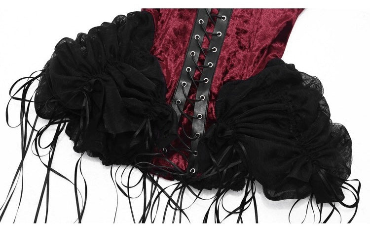 Get trendy with [Blood Supply]Halloween Alice Dark Gothic Corset and Lace-up Set (Red) - Clothing available at Peiliee Shop. Grab yours for $18 today!