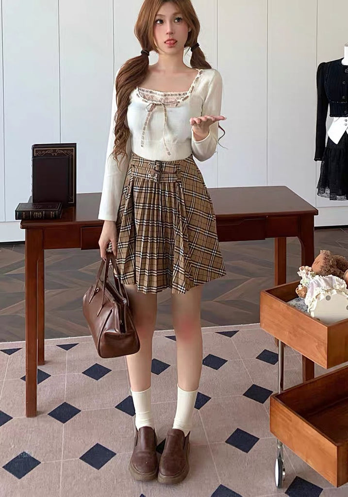 [Back to school] Honeybee pleated Top and Skirt Set - Premium Clothing from Leonie Girl - Just $50! Shop now at Peiliee Shop