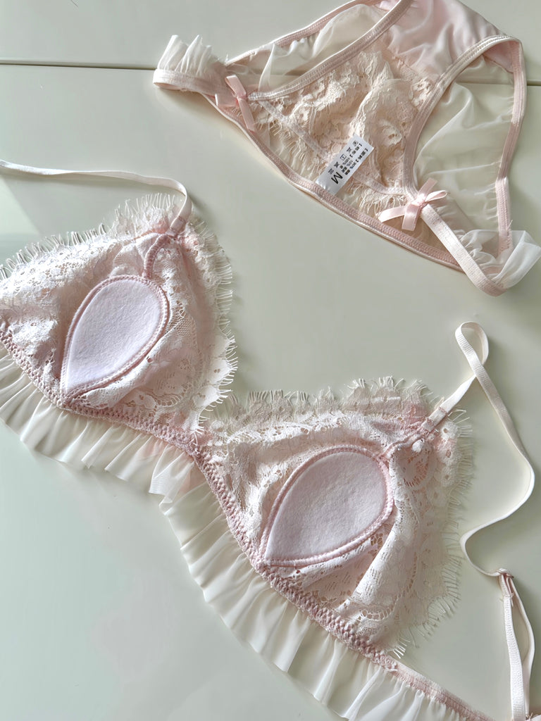 Get trendy with Angelic Soft Petals Lingerie Bralette Set -  available at Peiliee Shop. Grab yours for $16.80 today!