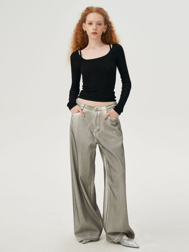 Retro days vintage style loose jeans American girls hand colored low waist jeans - Premium  from YANGLOTUS - Just $45.00! Shop now at Peiliee Shop
