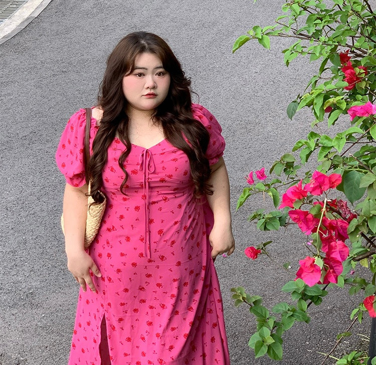 [Curve Beauty] Raspberry Girl Blooming Goddess Dress - Premium Dresses from DAJUN - Just $38.00! Shop now at Peiliee Shop