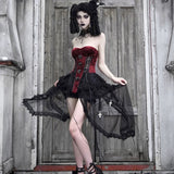Get trendy with [Blood Supply]Halloween Alice Dark Gothic Corset and Lace-up Set (Red) - Clothing available at Peiliee Shop. Grab yours for $18 today!