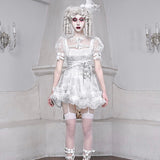 Get trendy with [Blood Supply] Sleepy Alice Doll Core Mini Dress - Clothing available at Peiliee Shop. Grab yours for $52 today!