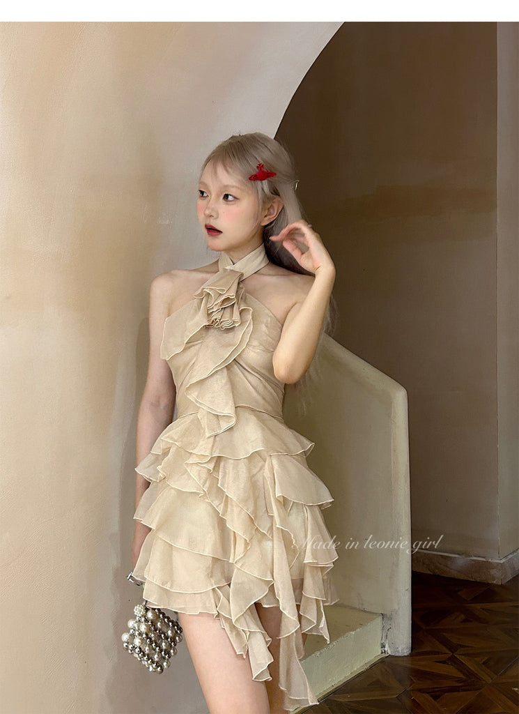 Dreamy Sweetie Ruffled Silk Dress - Premium Dress from leoniegirl - Just $48.00! Shop now at Peiliee Shop