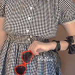 Get trendy with Sweden Warehouse [By Peiliee] Afternoon Tea At Tiffany Gingham Babydoll Mini Dress Lolita 1997 style -  available at Peiliee Shop. Grab yours for $30 today!