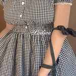 Get trendy with Sweden Warehouse [By Peiliee] Afternoon Tea At Tiffany Gingham Babydoll Mini Dress Lolita 1997 style -  available at Peiliee Shop. Grab yours for $30 today!