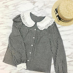 Get trendy with [Anniversary SALE Peiliee Studio] Gingham Babydoll Shirt -  available at Peiliee Shop. Grab yours for $12.50 today!