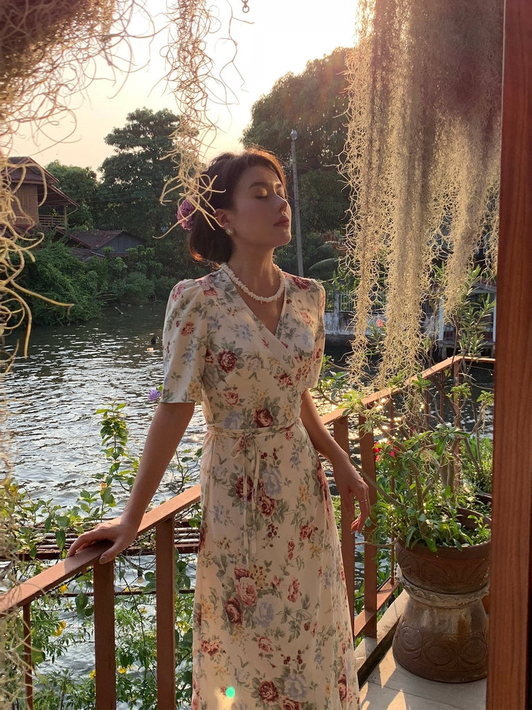 [Vintage Inspired]Floral Fantasy Stage of French Long Dress - Premium Dress from Boss JIA - Just $45.00! Shop now at Peiliee Shop