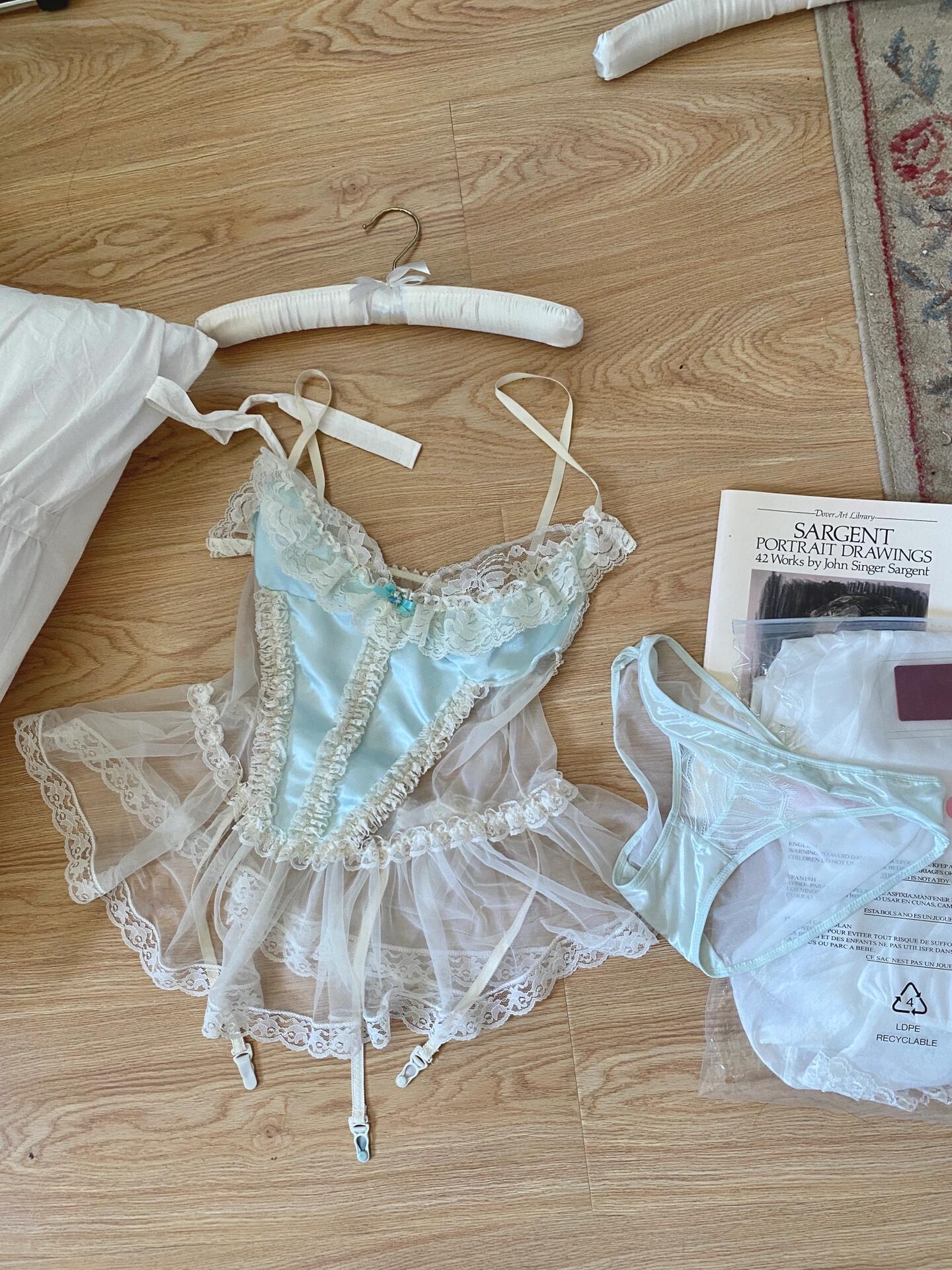 Mid summer nights dream lingerie lace satin corset bustier with garter straps | Peiliee Shop Pink / M Mid summer nights dream lingerie lace satin corset bustier with garter straps | Peiliee Shop Pink / M