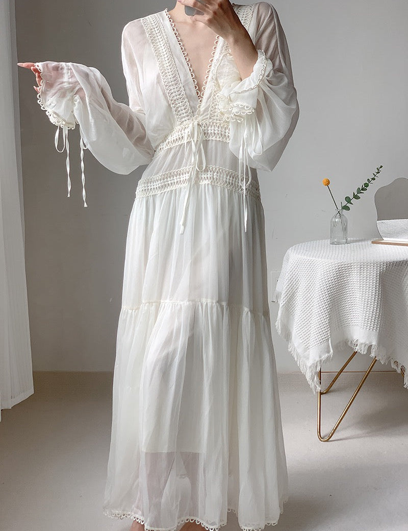 Get trendy with Ocean Heart Lace Maxi Dress - Dresses available at Peiliee Shop. Grab yours for $38 today!