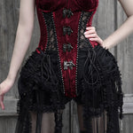 Get trendy with [Blood Supply]Halloween Alice Dark Gothic Corset and Lace-up Set (Red) - Clothing available at Peiliee Shop. Grab yours for $18 today!