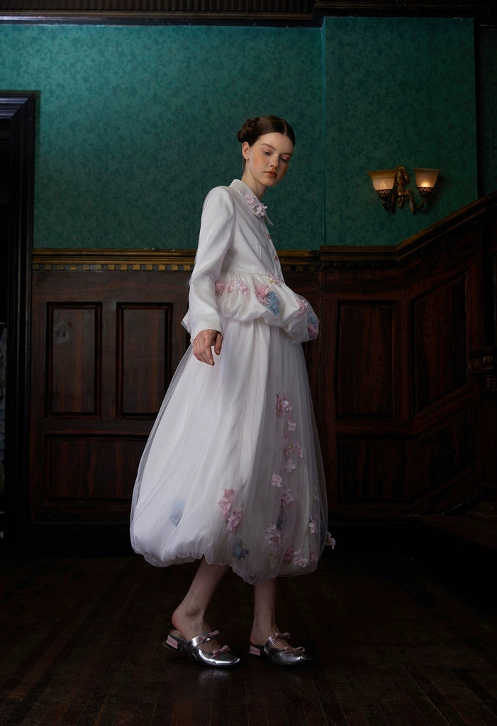 [UNOSA] Cherry Blossom Cascade Organza Double-layer Bud Suit - Premium  from UNOSA - Just $60.00! Shop now at Peiliee Shop