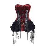 Get trendy with [Blood Supply]Halloween Alice Dark Gothic Corset and Lace-up Set (Red) - Clothing available at Peiliee Shop. Grab yours for $18 today!