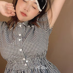 Get trendy with Sweden Warehouse [By Peiliee] Afternoon Tea At Tiffany Gingham Babydoll Mini Dress Lolita 1997 style -  available at Peiliee Shop. Grab yours for $30 today!