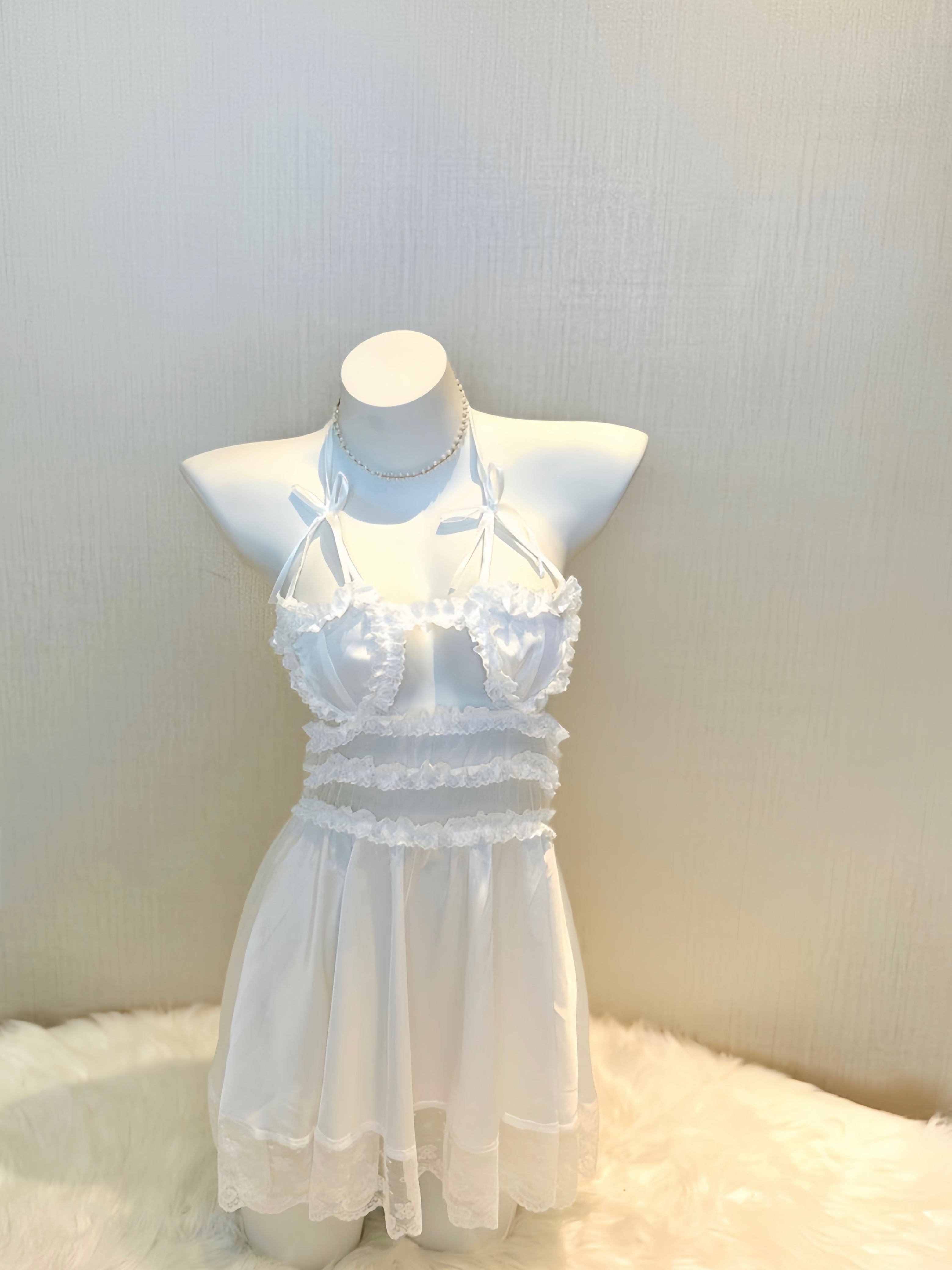 Get trendy with Vendela Rose Angel Heart White Lingerie Dress -  available at Peiliee Shop. Grab yours for $19.90 today!