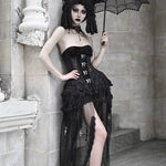 Get trendy with [Blood Supply]Alice Dark Gothic Corset and Lace-up Set (Black) - Clothing available at Peiliee Shop. Grab yours for $18 today!