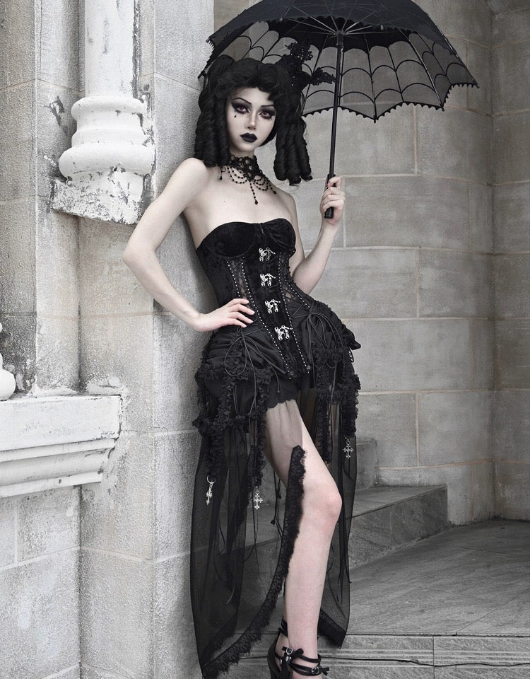 [Blood Supply]Alice Dark Gothic Corset and Lace-up Set - Premium Clothing from Blood Supply - Just $18.00! Shop now at Peiliee Shop