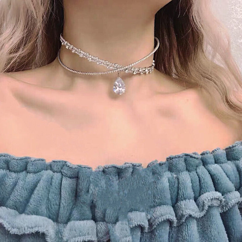 True Princess’s Crystal Tear Drop Choker Crown - Premium  from Peiliee Shop - Just $8.80! Shop now at Peiliee Shop