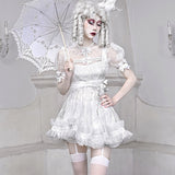 Get trendy with [Blood Supply] Sleepy Alice Doll Core Mini Dress - Clothing available at Peiliee Shop. Grab yours for $52 today!