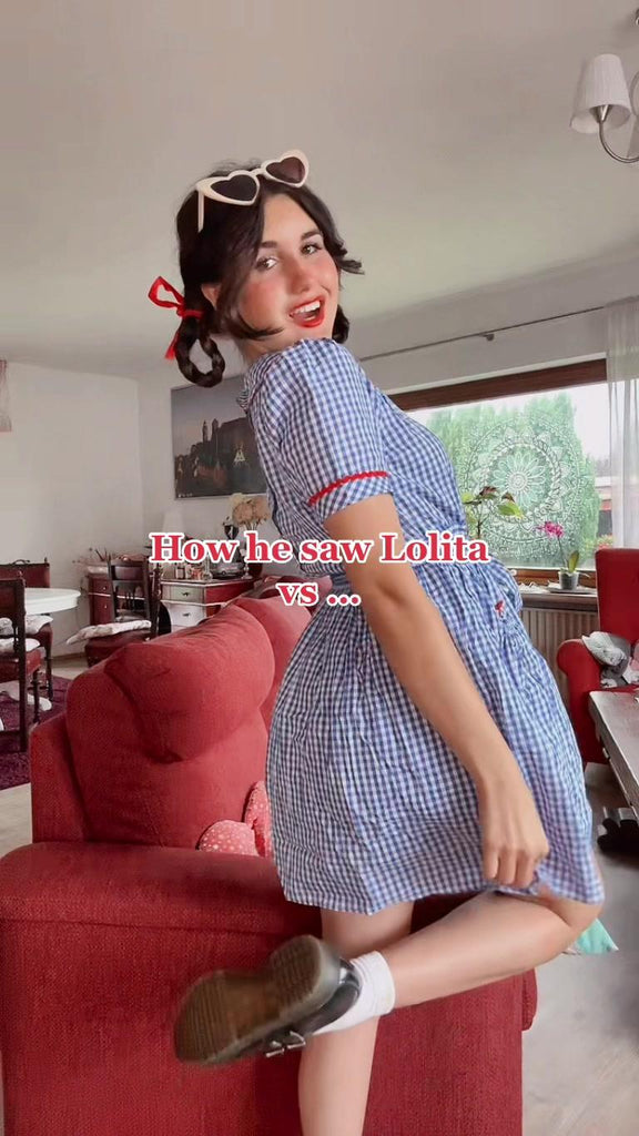 Get trendy with Gingham Babydoll Coquette Lolita Movie Inspired Dress -  available at Peiliee Shop. Grab yours for $35 today!