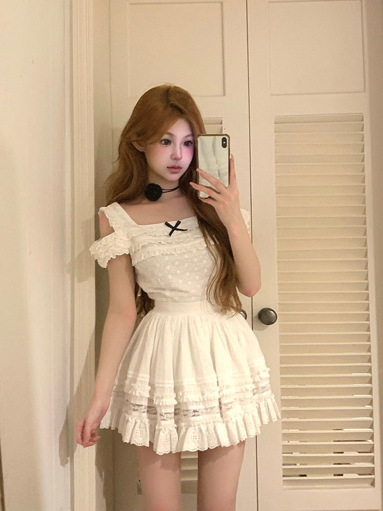 [leoniegirl]White Lace and Mesh Dress for Girl's Heartbeat set - Premium  from leoniegirl - Just $31.00! Shop now at Peiliee Shop