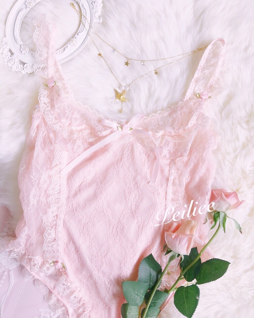 Get trendy with [Last Stock] Pearly Mermaid Pastel Fairy Lace Body - Lingerie available at Peiliee Shop. Grab yours for $48 today!