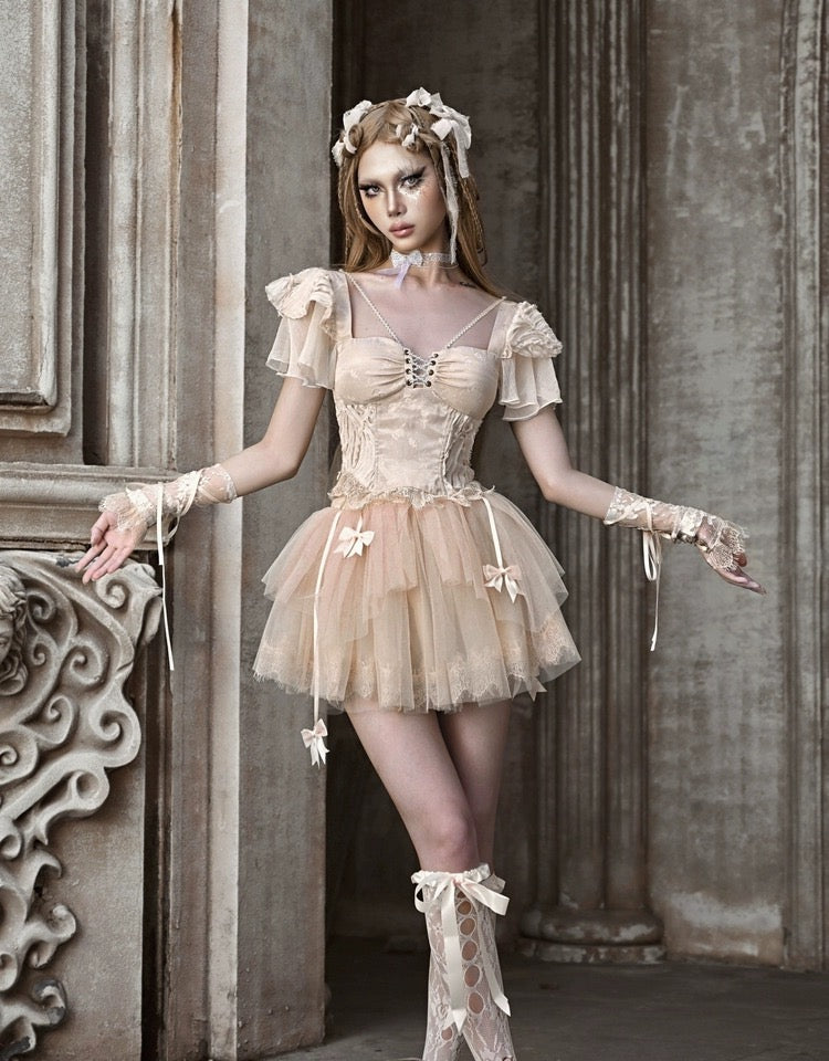 Get trendy with [Blood Supply]Regal Ballet Lace & Tulle Set - Clothing available at Peiliee Shop. Grab yours for $36 today!