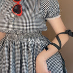 Get trendy with Sweden Warehouse [By Peiliee] Afternoon Tea At Tiffany Gingham Babydoll Mini Dress Lolita 1997 style -  available at Peiliee Shop. Grab yours for $30 today!