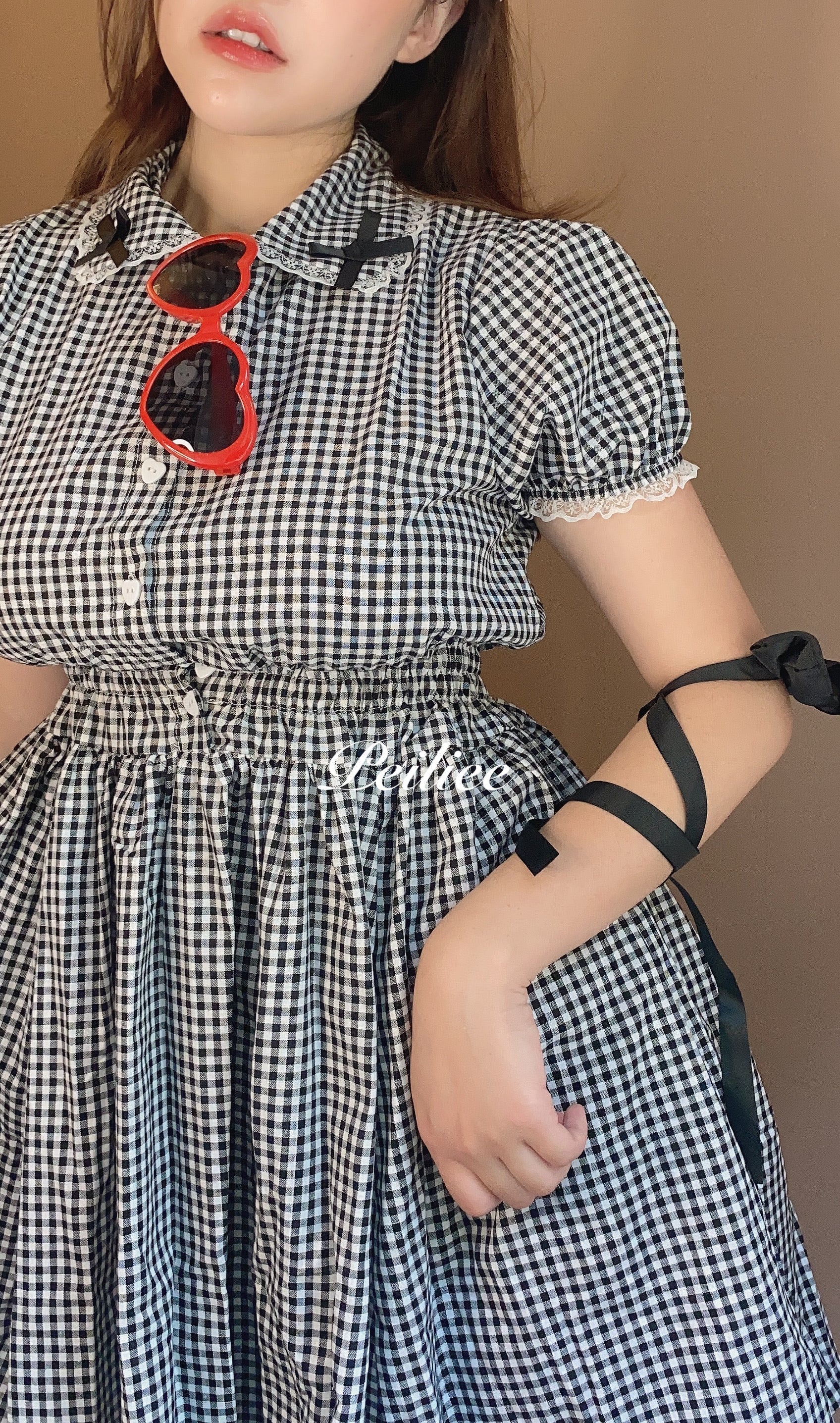 Get trendy with Sweden Warehouse [By Peiliee] Afternoon Tea At Tiffany Gingham Babydoll Mini Dress Lolita 1997 style -  available at Peiliee Shop. Grab yours for $30 today!