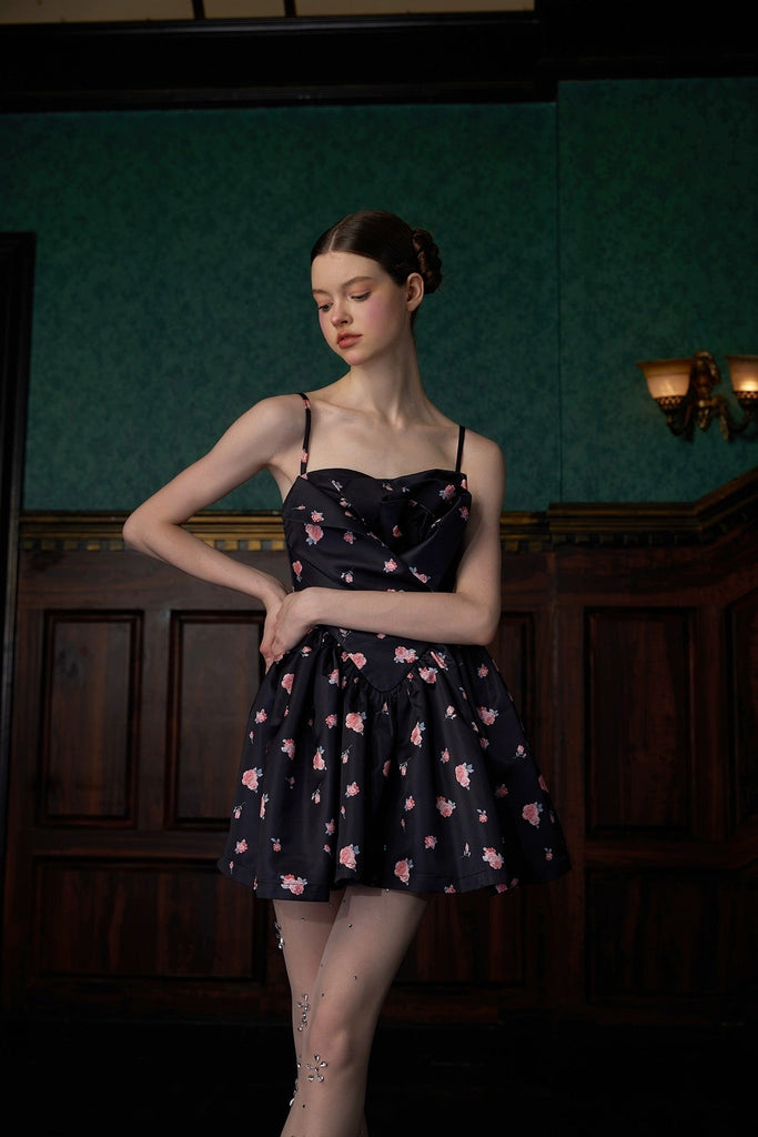 [UNOSA] Rose Noir Vintage Floral Dress - Premium  from UNOSA - Just $64.00! Shop now at Peiliee Shop