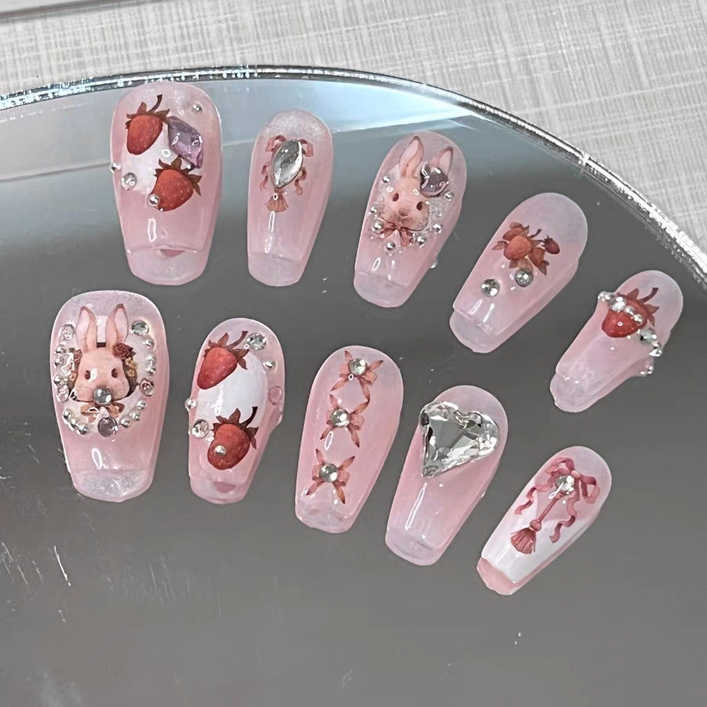 Get trendy with Reusable Strawberry Garden Rabbit Nail - Accessories available at Peiliee Shop. Grab yours for $18 today!