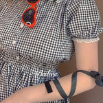 Get trendy with Sweden Warehouse [By Peiliee] Afternoon Tea At Tiffany Gingham Babydoll Mini Dress Lolita 1997 style -  available at Peiliee Shop. Grab yours for $30 today!