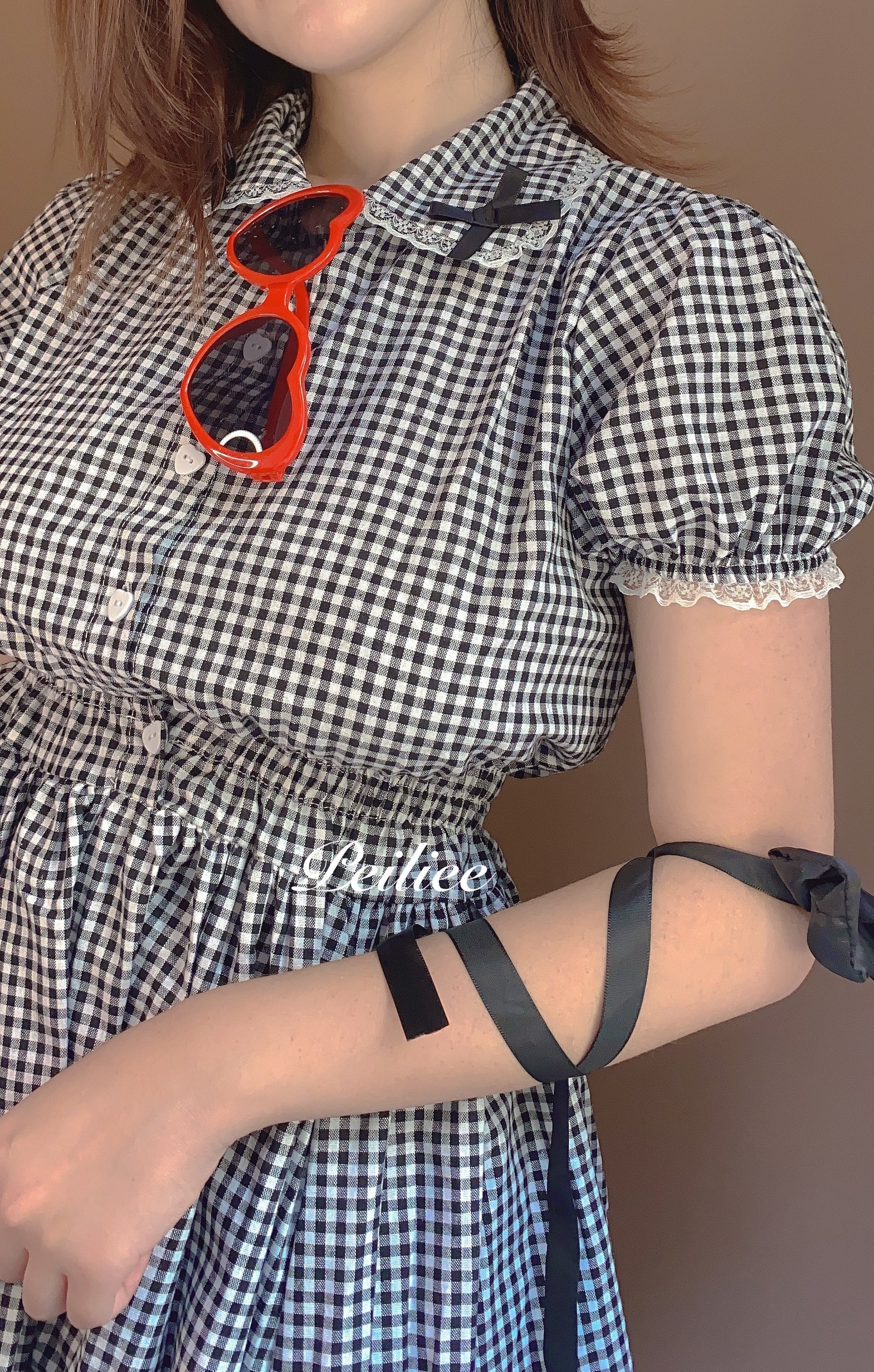 Get trendy with Sweden Warehouse [By Peiliee] Afternoon Tea At Tiffany Gingham Babydoll Mini Dress Lolita 1997 style -  available at Peiliee Shop. Grab yours for $30 today!