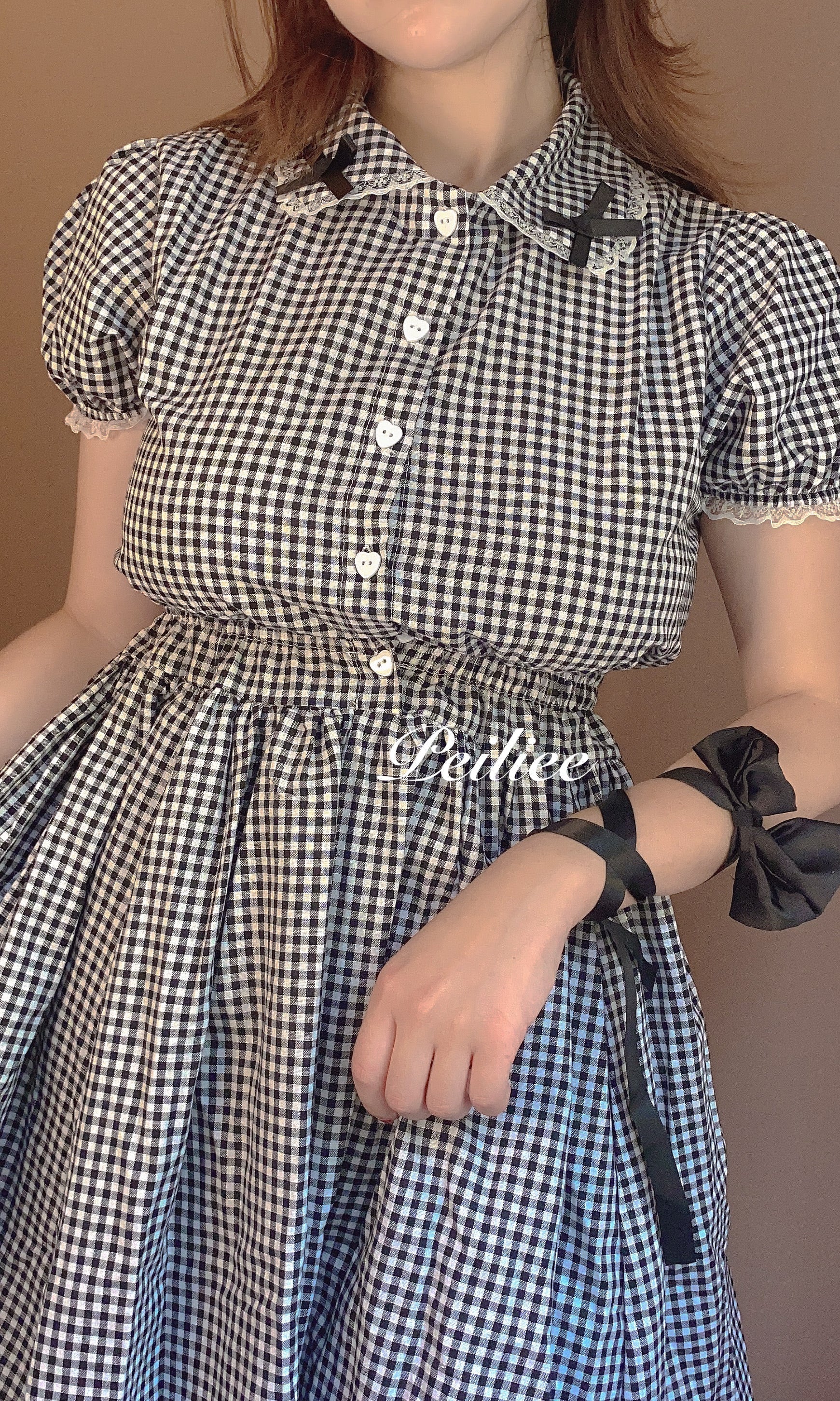 Get trendy with Sweden Warehouse [By Peiliee] Afternoon Tea At Tiffany Gingham Babydoll Mini Dress Lolita 1997 style -  available at Peiliee Shop. Grab yours for $30 today!