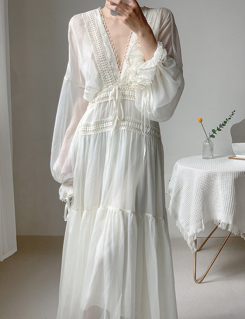 Get trendy with Ocean Heart Lace Maxi Dress - Dresses available at Peiliee Shop. Grab yours for $38 today!