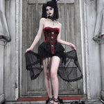 Get trendy with [Blood Supply]Halloween Alice Dark Gothic Corset and Lace-up Set (Red) - Clothing available at Peiliee Shop. Grab yours for $18 today!