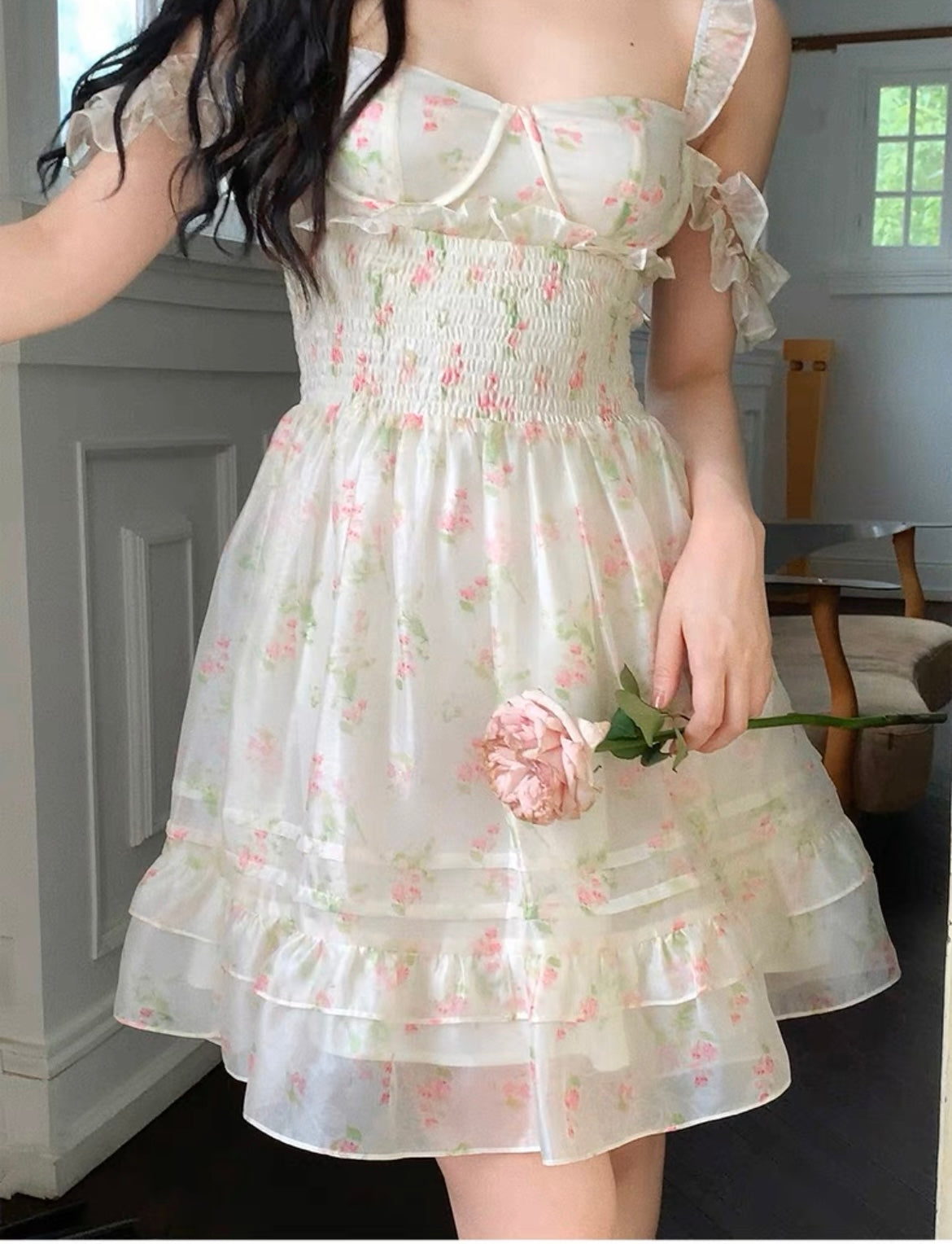 Get trendy with [Mummy Cat]Rose Petal Serenade Dress - Dress available at Peiliee Shop. Grab yours for $52 today!