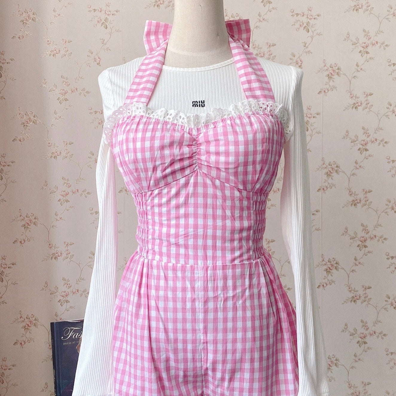 Get trendy with [Customized All Sizes] Sweet Sailor Gingham Babydoll Jumpsuit / dress -  available at Peiliee Shop. Grab yours for $59.90 today!