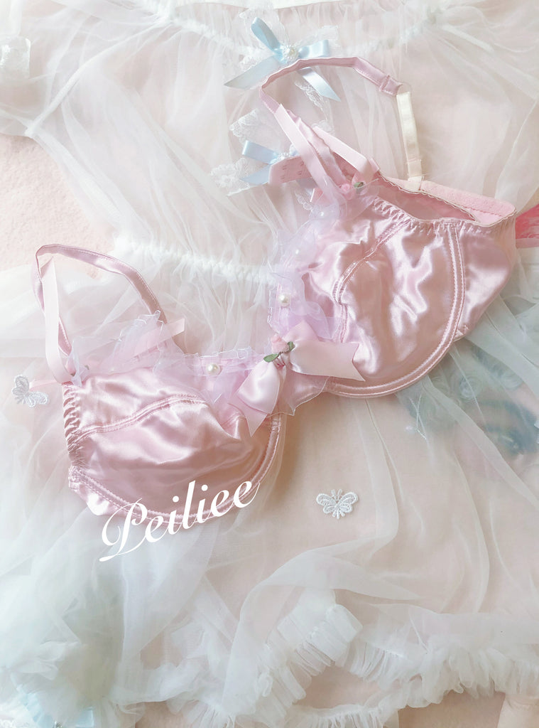 [Sweden Limited Edition] Angel Fall Satin Handmade Bra - Premium  from Peiliee Shop - Just $45.00! Shop now at Peiliee Shop