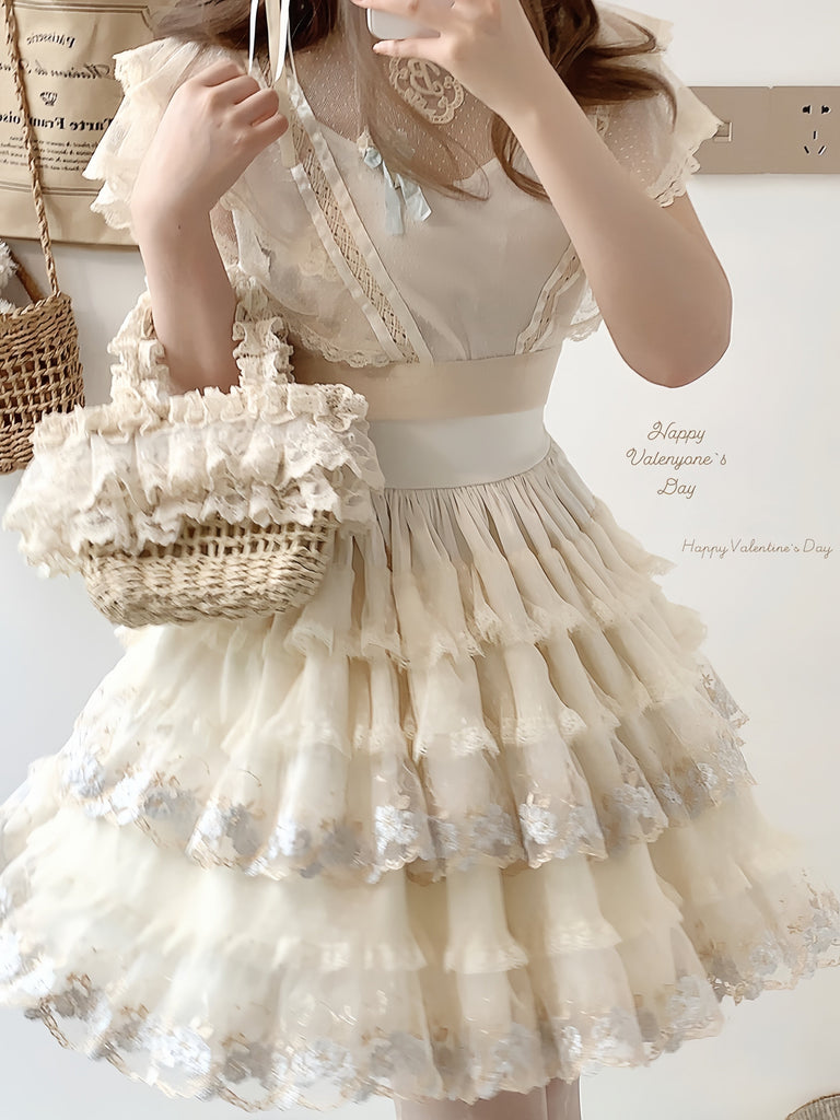 [Basic] Pear floral dream lace skirt - Premium  from Basic Fashion - Just $26.80! Shop now at Peiliee Shop