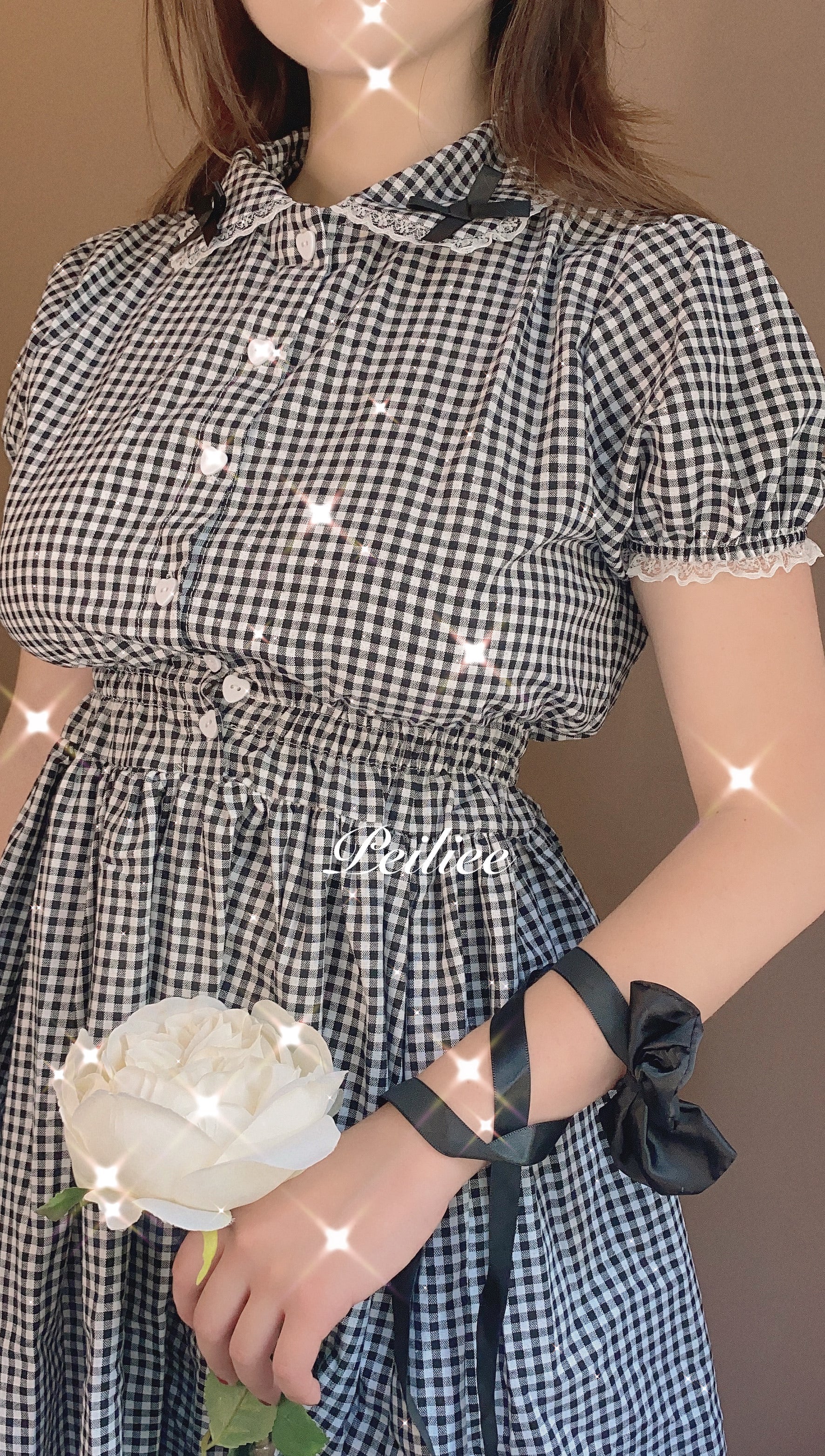 Get trendy with Sweden Warehouse [By Peiliee] Afternoon Tea At Tiffany Gingham Babydoll Mini Dress Lolita 1997 style -  available at Peiliee Shop. Grab yours for $30 today!