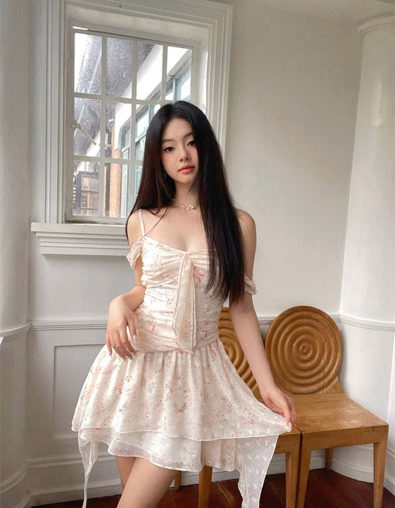 [Mummy Cat]Apricot Dreamscape Mini Dress - Premium Dress from Mummy Cat - Just $55! Shop now at Peiliee Shop